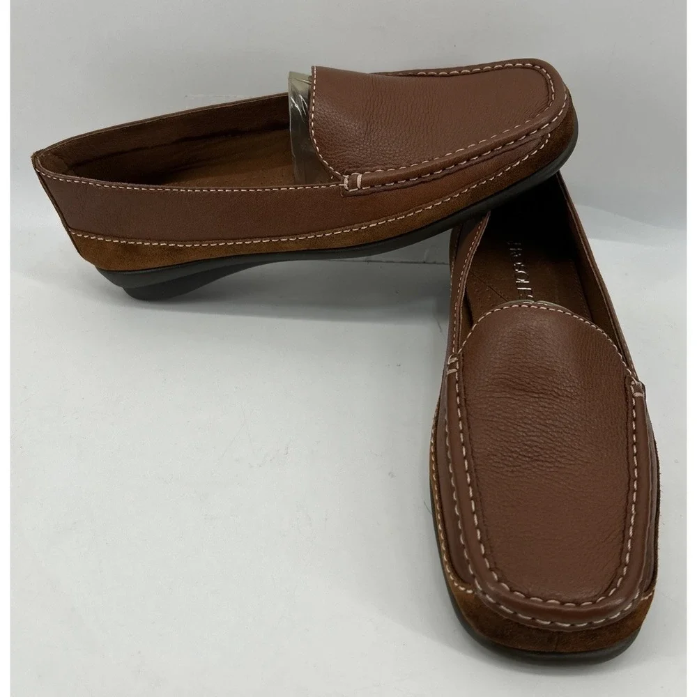 Aerosoles Back Pack Mid‎ Leather Slip On Comfort Loafers Brown Women's 7B NIB